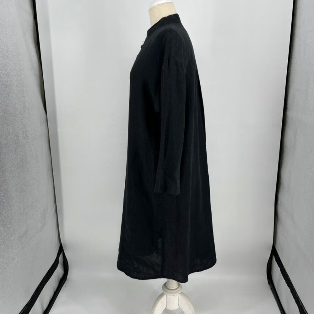 Artemesia Linen Dress Long Sleeve Medium Black USA Made - Picture 5 of 8